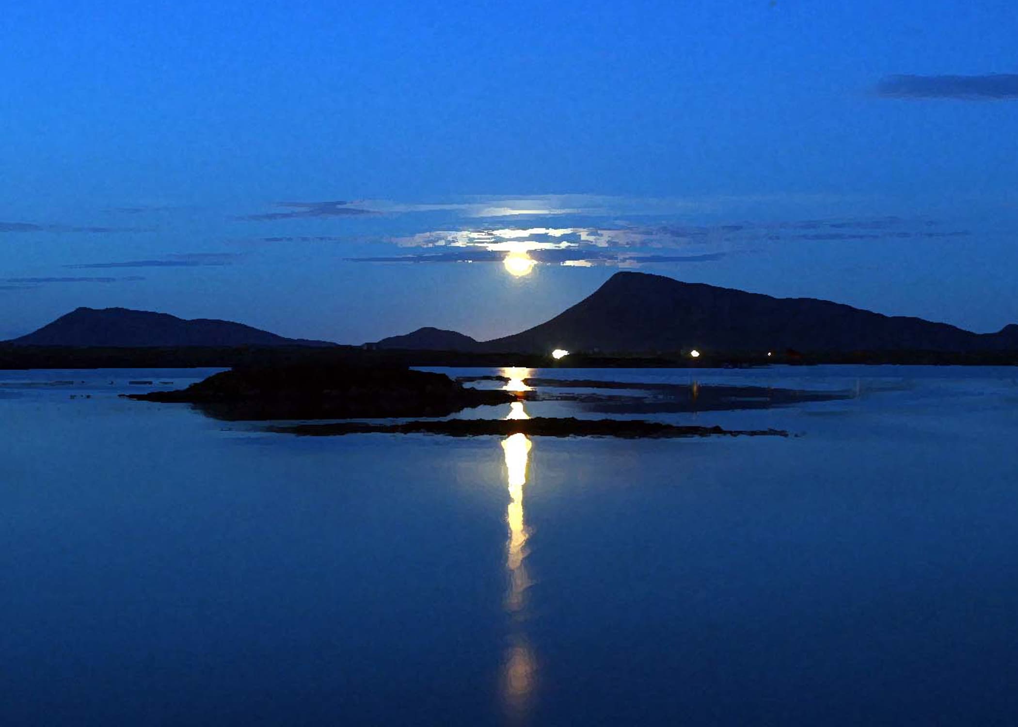 Moonrise over Eaval, North Uist