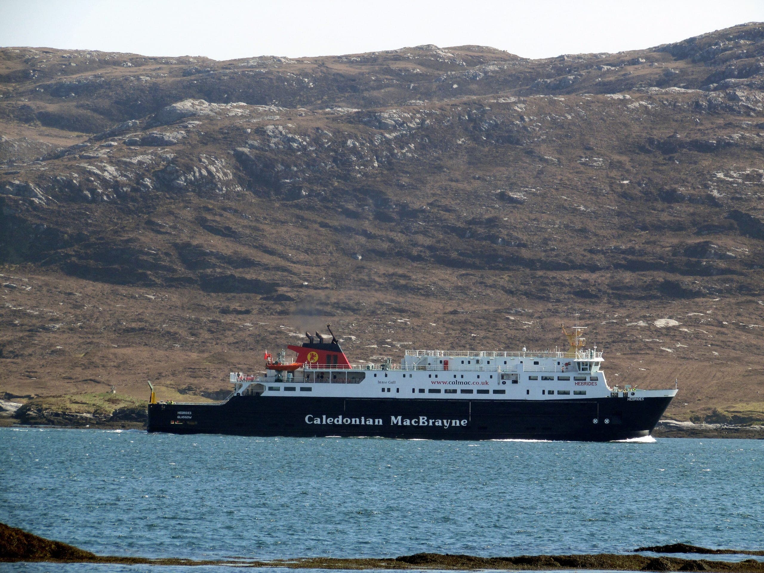 The CalMac ferry MV Hebrides arriving at Lochmaddy, North Uist